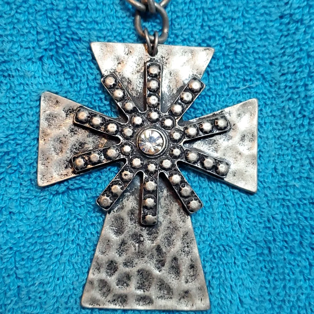 Western Style Cross Necklace and Earrings Set, Turquoise,  Zebra, Flower - Picture 8 of 10